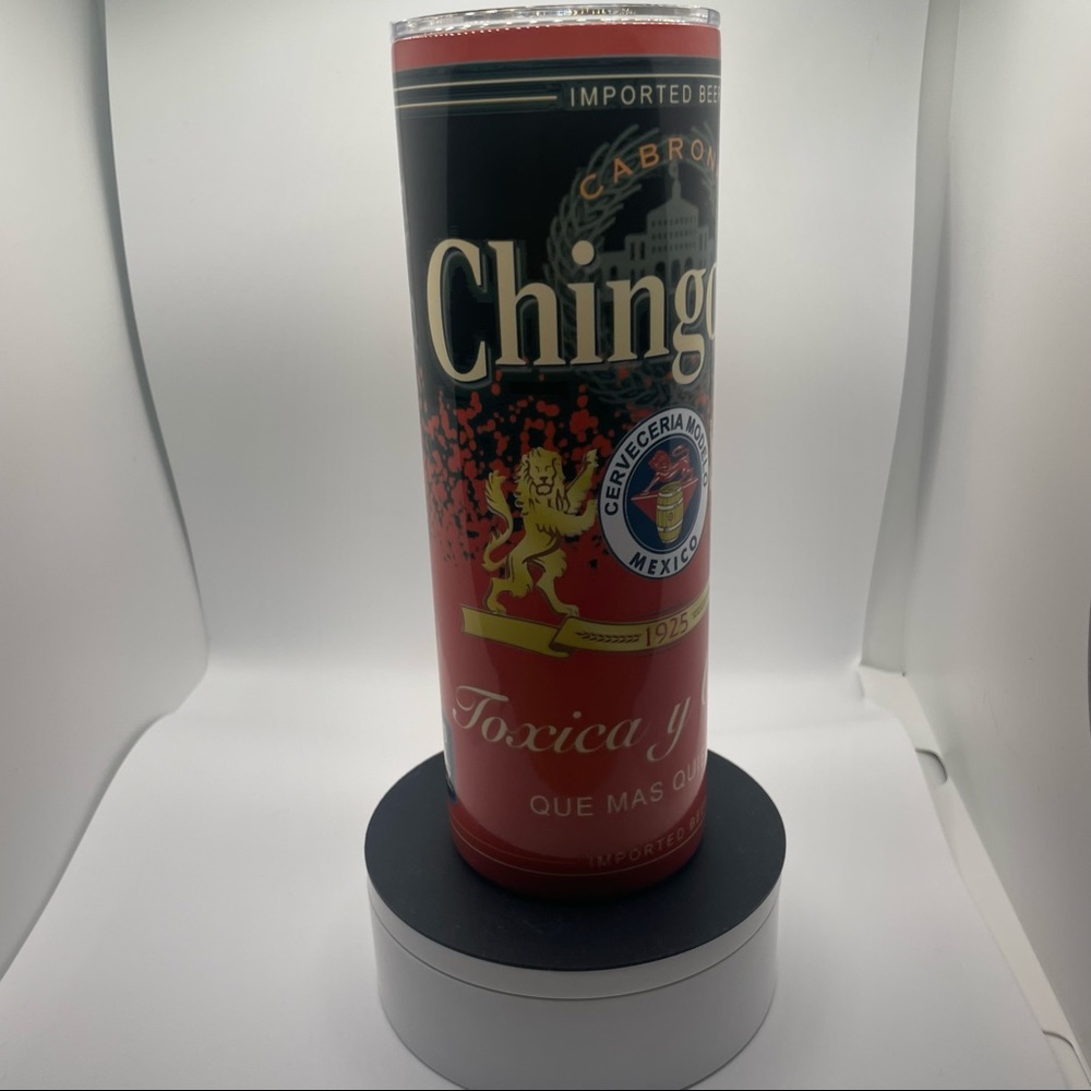 Chingona Toxica 20oz straight tumbler red and black